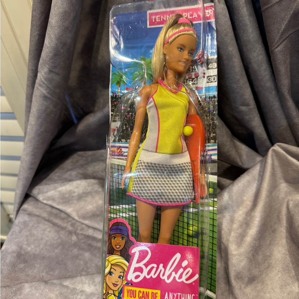 BarbieYou Can be Anything Tennis Player Doll with Yellow and Pink Outfit‎